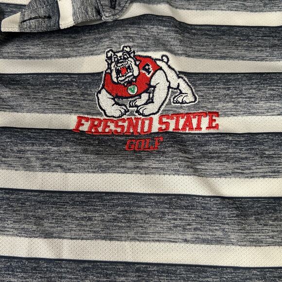 Fresno State Bulldogs Golf Polo Size XL Striped Adidas Embroidered Short Sleeve - Picture 3 of 6